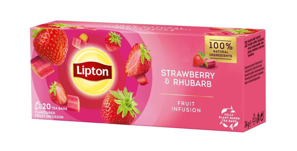 WEBHIDDENBRAND Ovocný čaj Lipton - jahoda a rebarbora, 20x 1,7 g